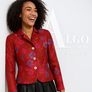 🌸 Algo of Switzerland Embroidered Silk Jacket – Size 6 – NWOT